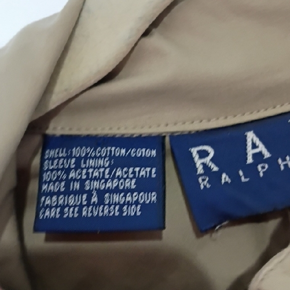Ralph Lauren Trench Coat Taupe Double Breasted Belt Pockets Zip Liner Small - Picture 4 of 7